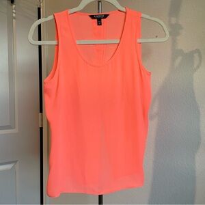 Express Split Back Chiffon Sleeveless See Through Tank Top Neon Orange XS